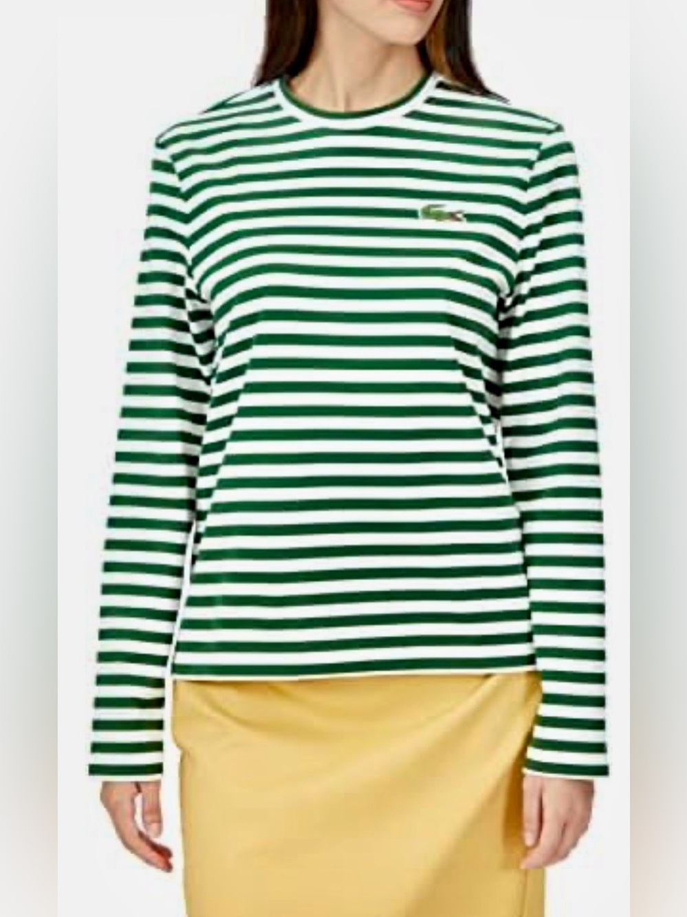 Lacoste Women's Long Sleeve Striped Cotton T-Shirt Size 34